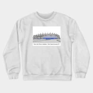 Drawing of Parce des Princes Stadium @ Paris Saint-Germain (PSG) FC Crewneck Sweatshirt